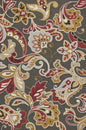 3' X 5' Taupe Red And Gray Floral Hand Tufted Area Rug