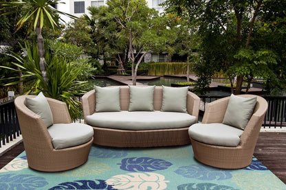 3' X 5' Turquoise And Ivory Botanical Leaves Hand Tufted Area Rug