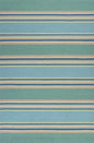 3' X 5' Blue Striped Handmade Indoor Outdoor Area Rug