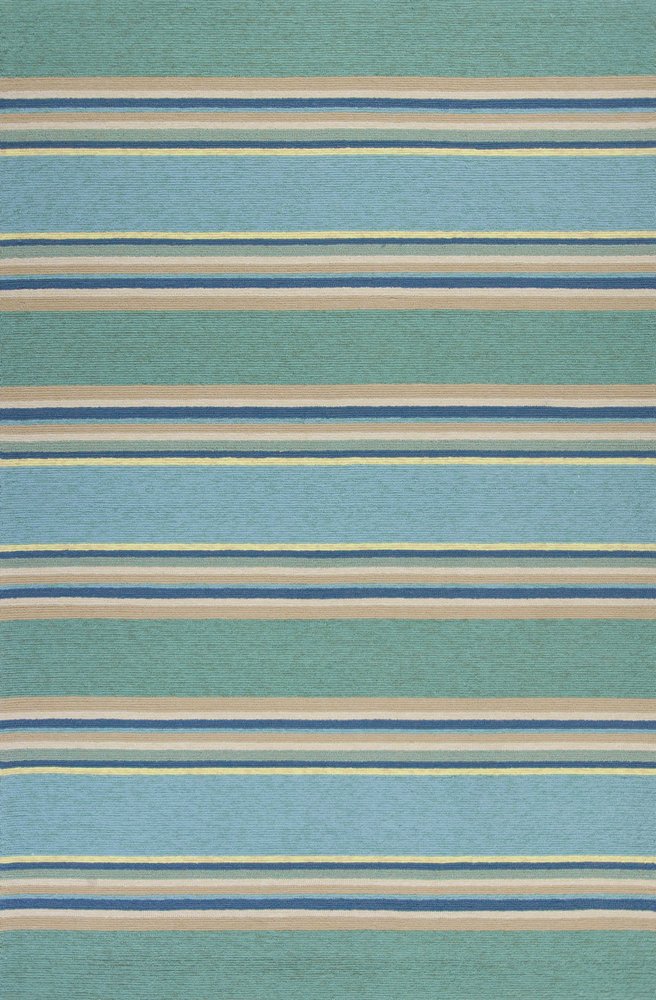 5' X 8' Blue Striped Indoor Outdoor Area Rug