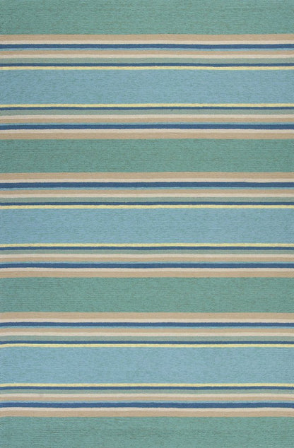 5' X 8' Blue Striped Indoor Outdoor Area Rug