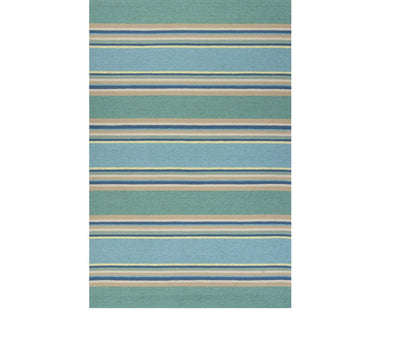 5' X 8' Blue Striped Indoor Outdoor Area Rug