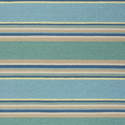 3' X 5' Blue Striped Handmade Indoor Outdoor Area Rug
