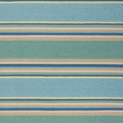 3' X 5' Blue Striped Handmade Indoor Outdoor Area Rug