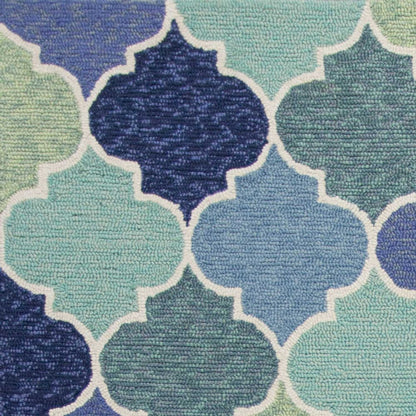 3' X 5' Blue Purple And Aqua Quatrefoil Hand Tufted Area Rug