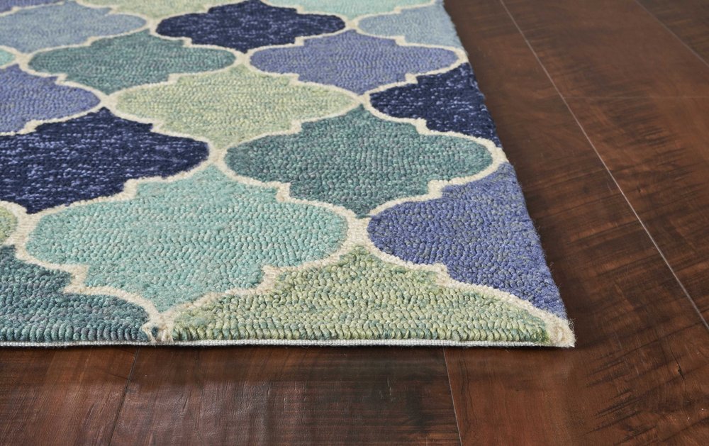 3' X 5' Blue Purple And Aqua Quatrefoil Hand Tufted Area Rug