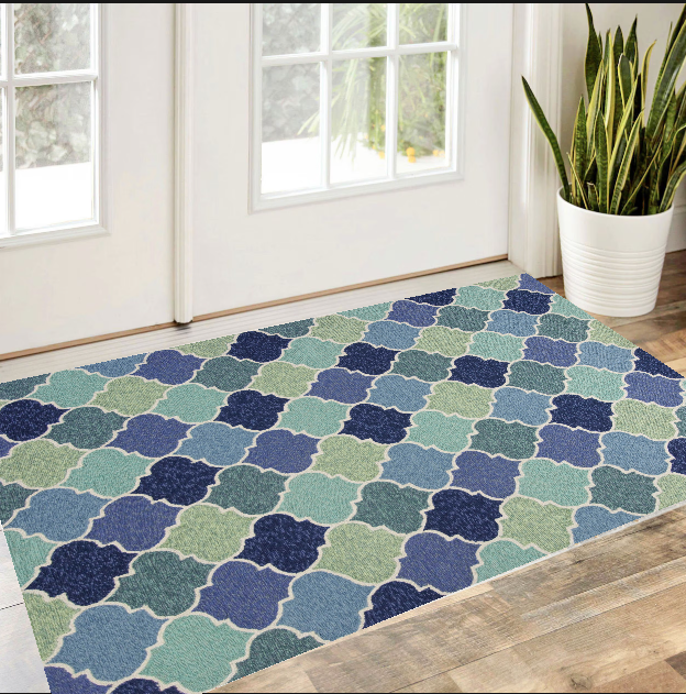 3' X 5' Blue Trellis Hand Tufted Area Rug