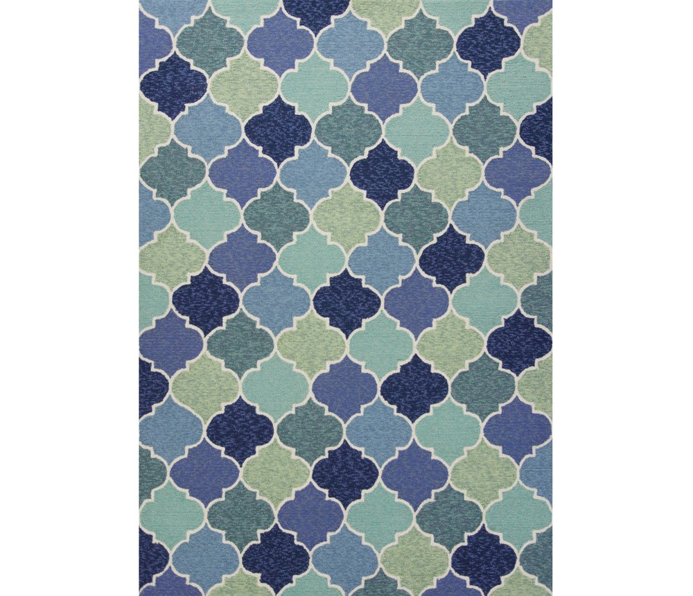 3' X 5' Blue Purple And Aqua Quatrefoil Hand Tufted Area Rug