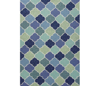 3' X 5' Blue Purple And Aqua Quatrefoil Hand Tufted Area Rug