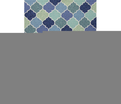 3' X 5' Blue Purple And Aqua Quatrefoil Hand Tufted Area Rug