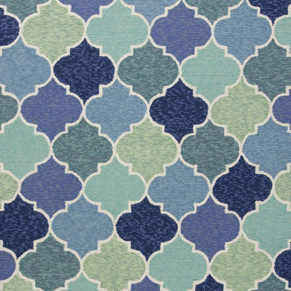 3' X 5' Blue Purple And Aqua Quatrefoil Hand Tufted Area Rug