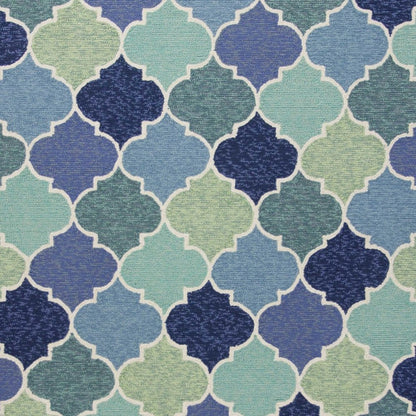 3' X 5' Blue Purple And Aqua Quatrefoil Hand Tufted Area Rug
