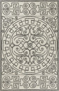 5' X 8' Gray And Ivory Damask Indoor Outdoor Area Rug