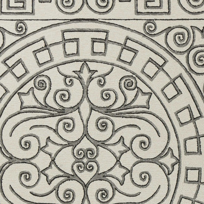 5' X 8' Gray And Ivory Damask Indoor Outdoor Area Rug