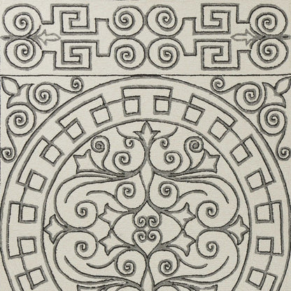 5' X 8' Gray And Ivory Damask Indoor Outdoor Area Rug