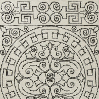 5' X 8' Gray And Ivory Damask Indoor Outdoor Area Rug