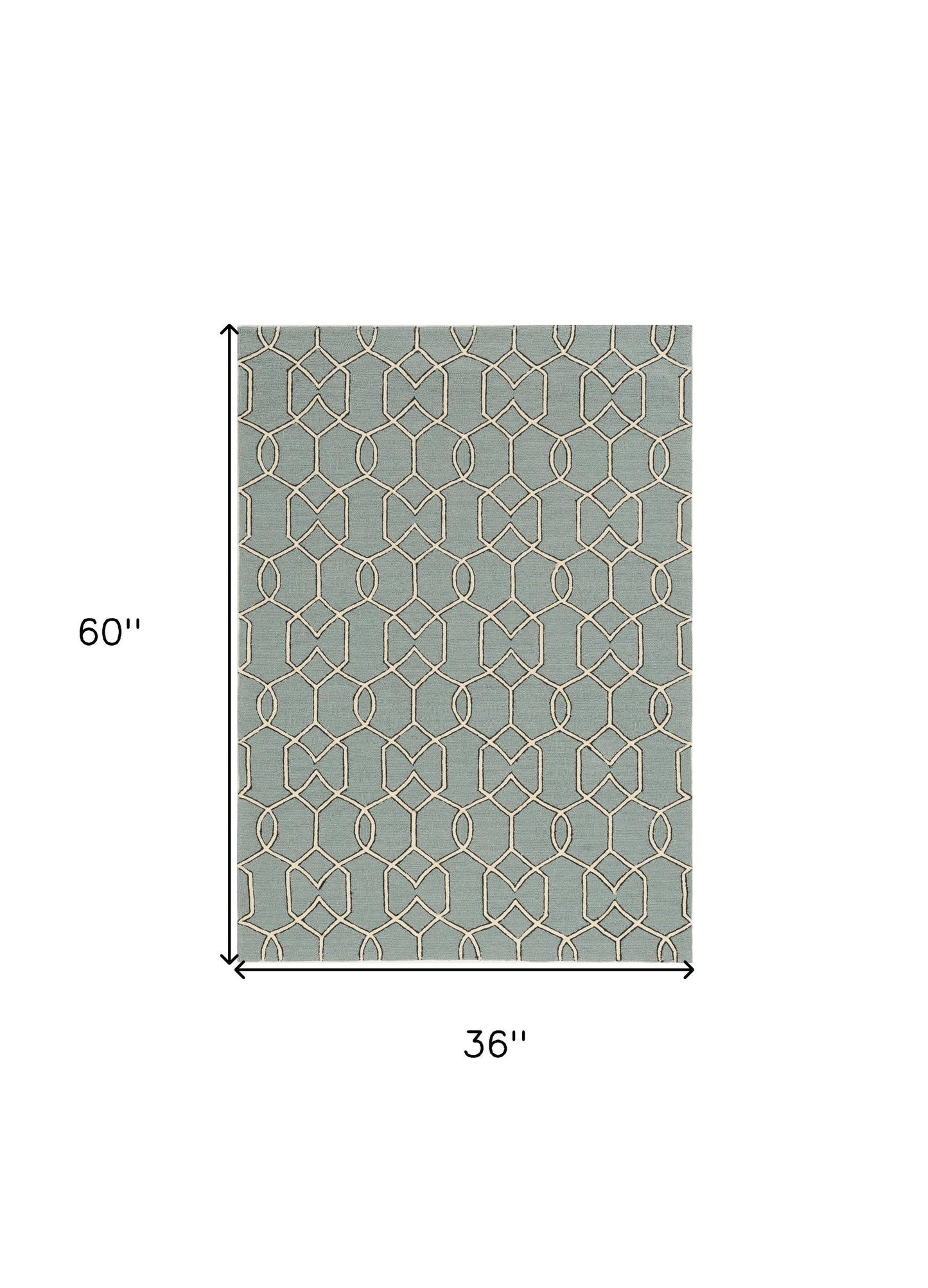 3' X 5' Green and Ivory Hand Hooked Area Rug