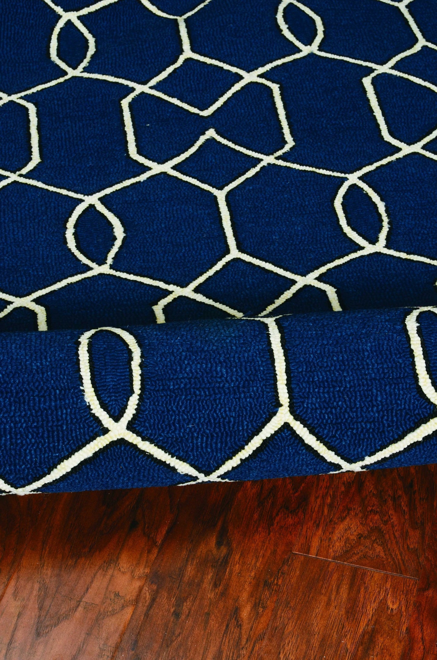 3' X 5' Navy Blue Hand Hooked Area Rug