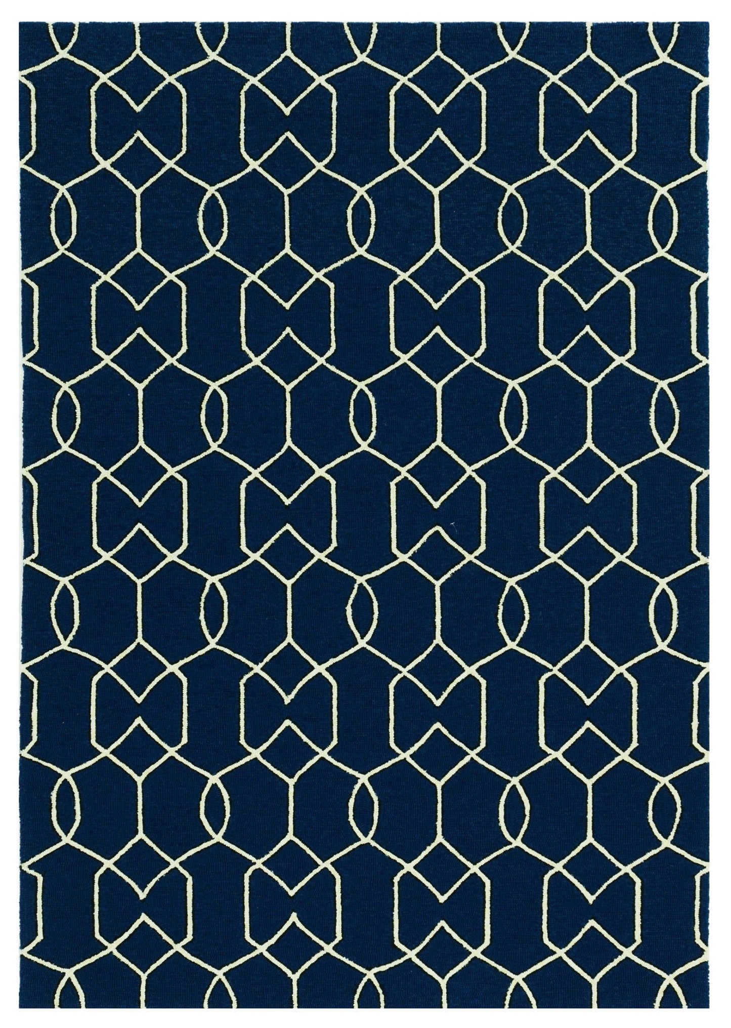 3' X 5' Navy Blue Hand Hooked Area Rug