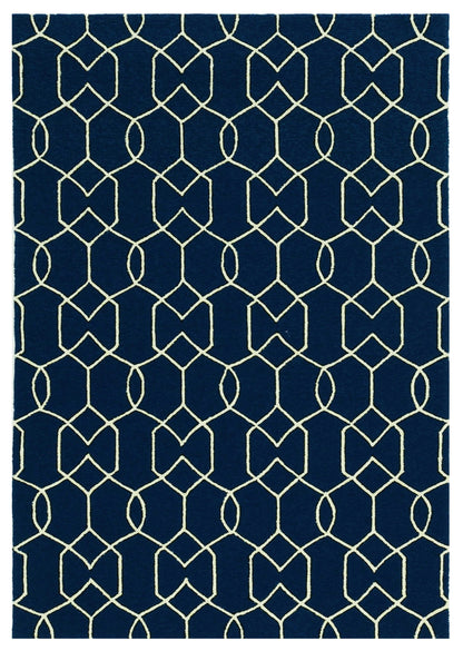 3' X 5' Navy Blue Hand Hooked Area Rug