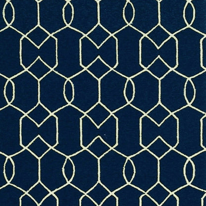 3' X 5' Navy Blue Hand Hooked Area Rug