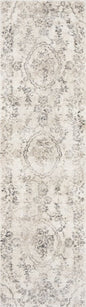 7' Gray And Tan Floral Distressed Runner Rug
