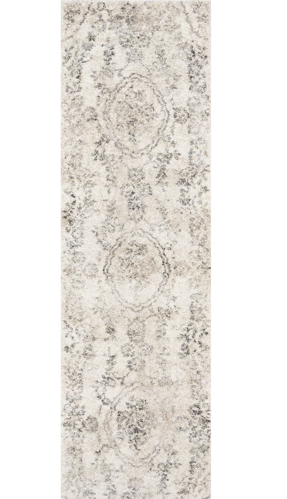 7' Runner Gray Floral Distressed Runner Rug