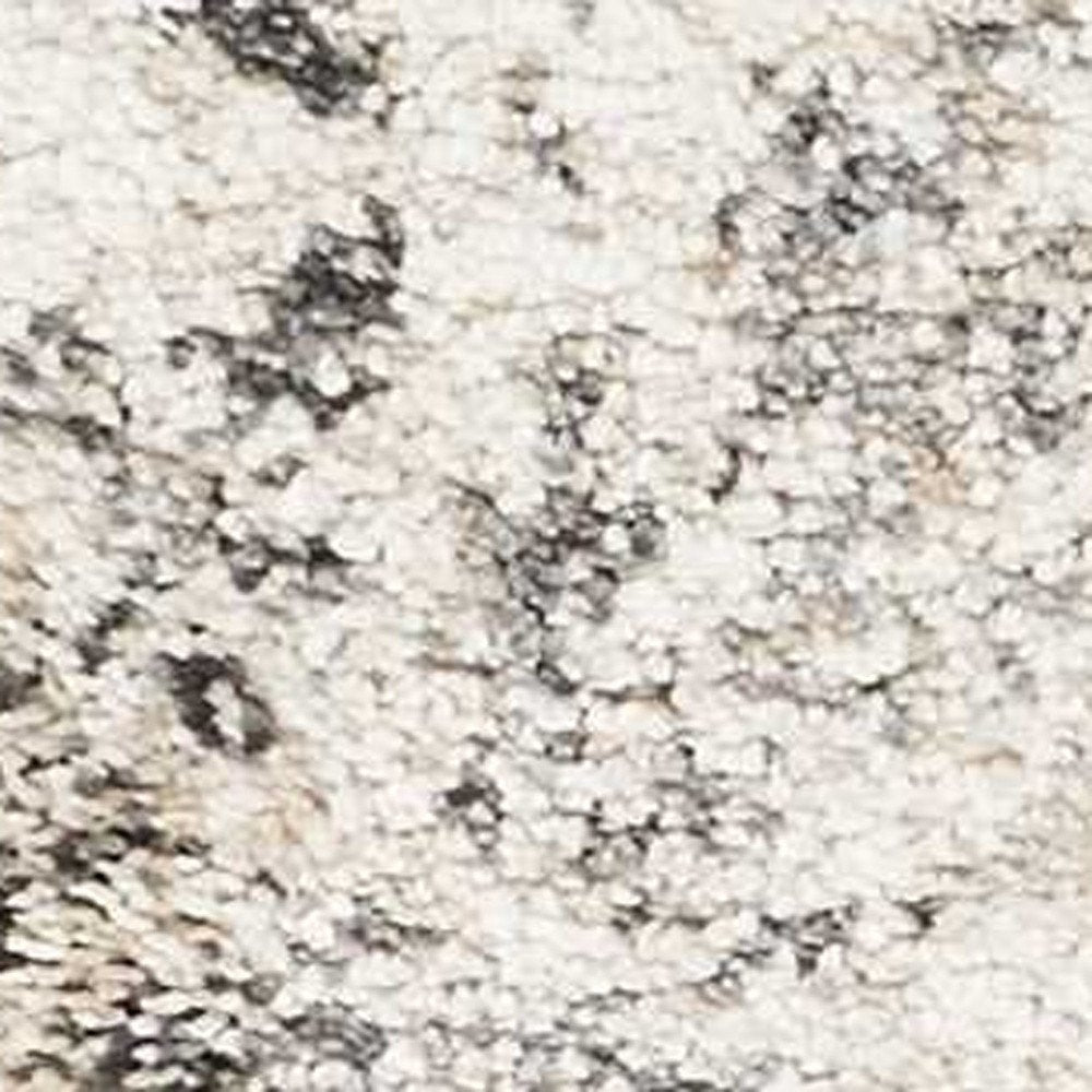 7' Gray And Tan Floral Distressed Runner Rug