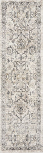 7' Ivory And Gray Floral Medallion Distressed Runner Rug