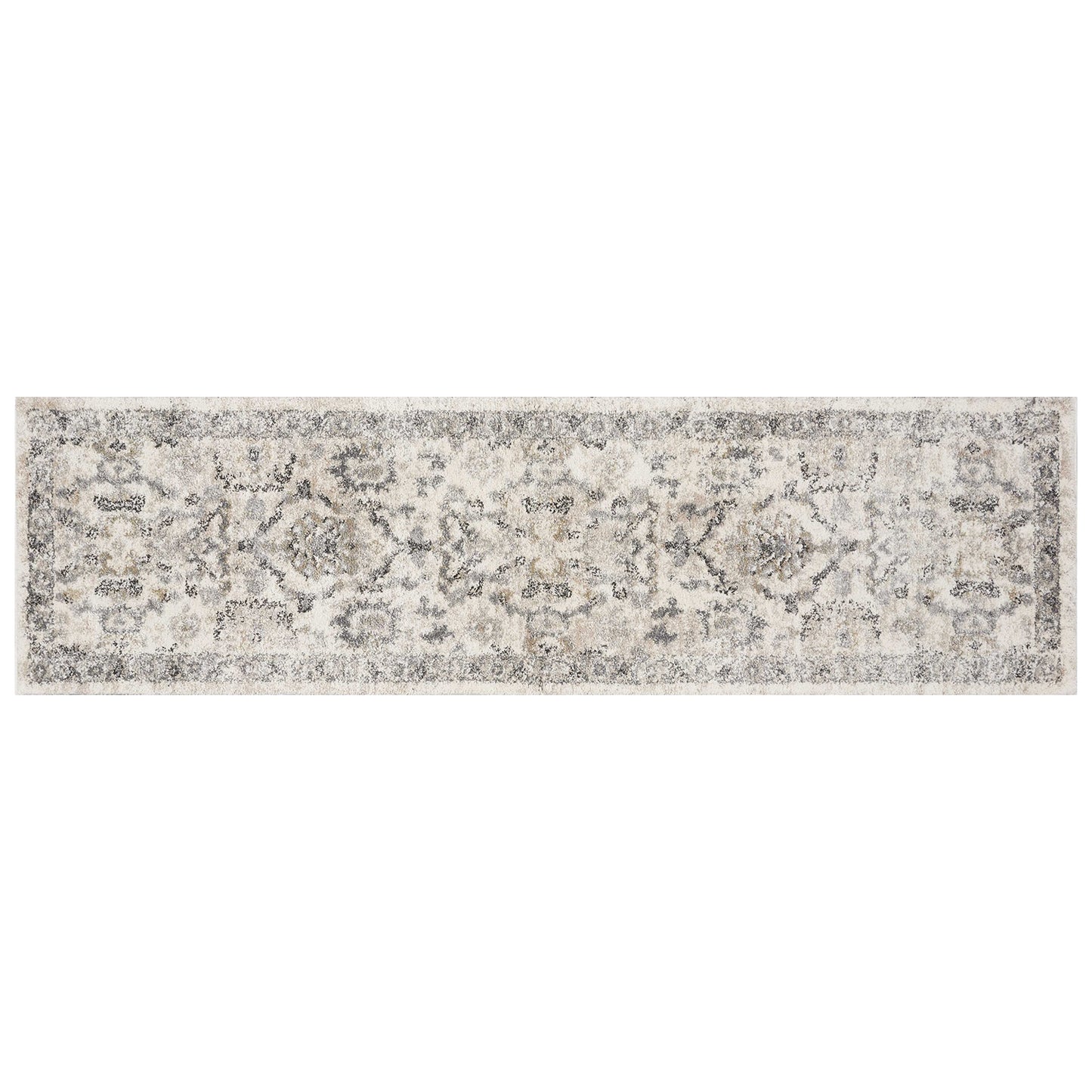 3' X 5' Ivory Floral Distressed Area Rug