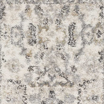 7' Ivory And Gray Floral Medallion Distressed Runner Rug