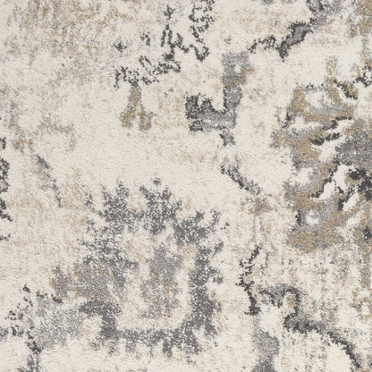 7' Ivory And Gray Floral Medallion Distressed Runner Rug
