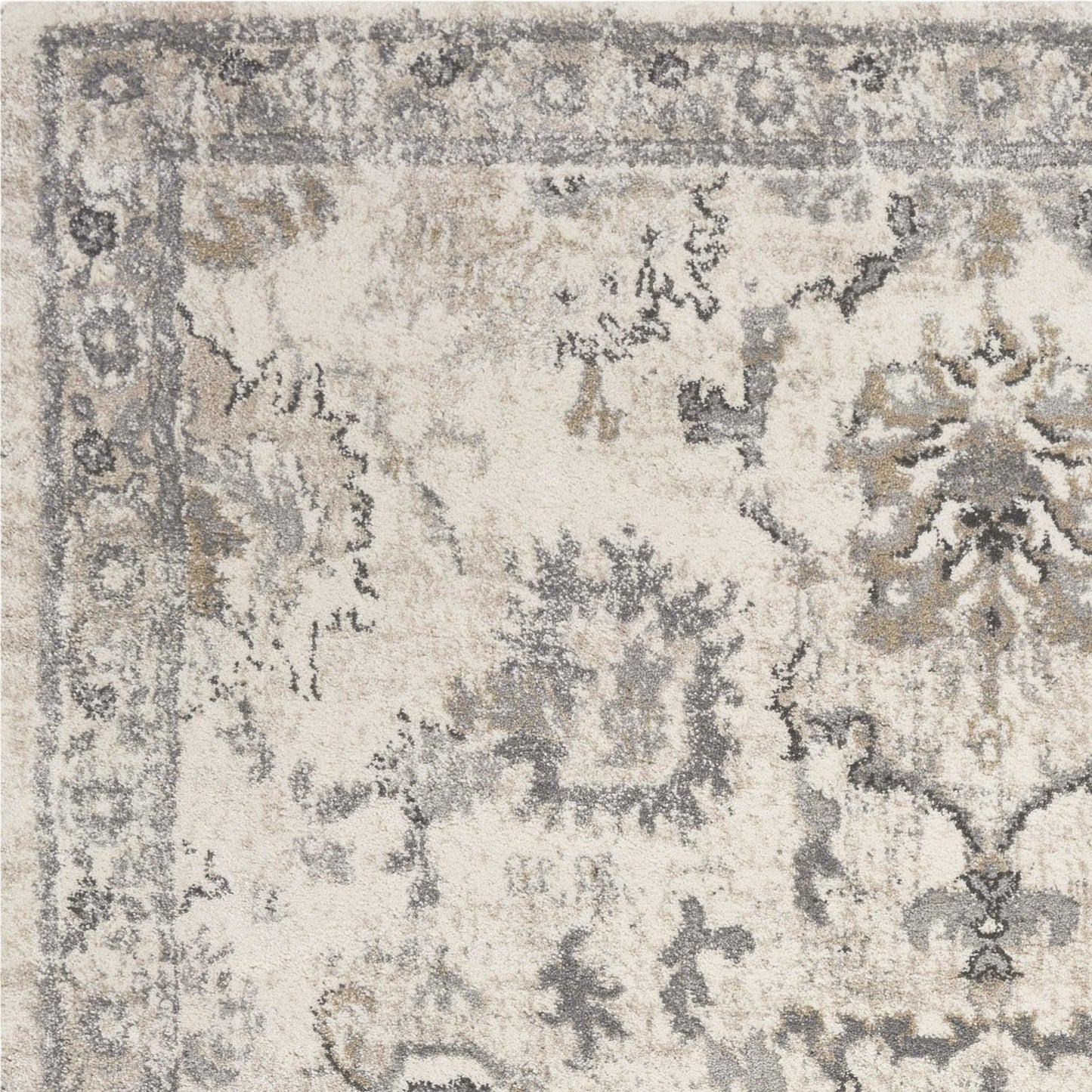 3' X 5' Ivory Floral Distressed Area Rug