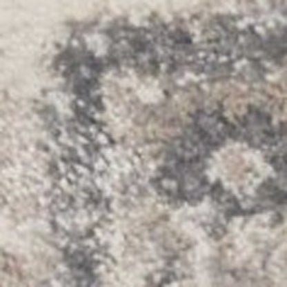7' Ivory And Gray Floral Medallion Distressed Runner Rug