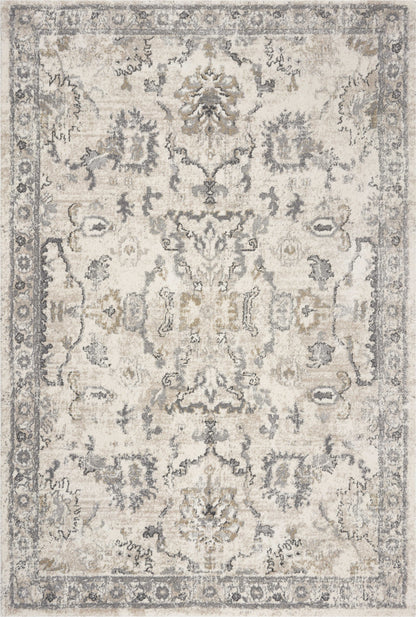 3' X 5' Ivory Floral Distressed Area Rug