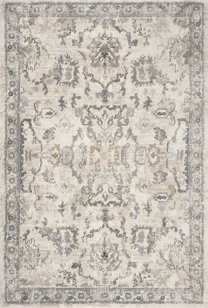 3' X 5' Ivory And Gray Floral Medallion Distressed Area Rug