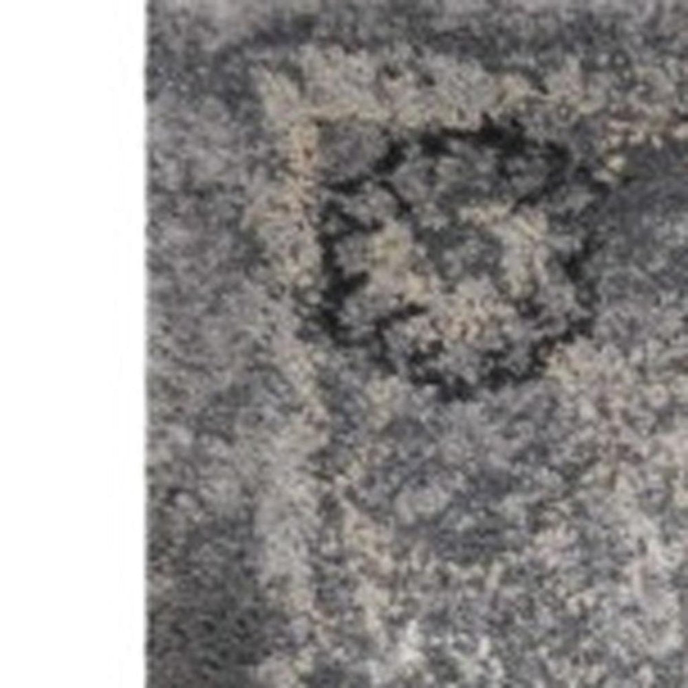 3' X 5' Gray And Light Gray Floral Medallion Area Rug