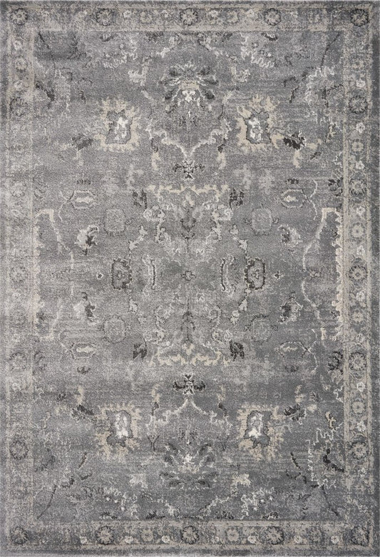 3' X 5' Gray And Light Gray Floral Medallion Area Rug