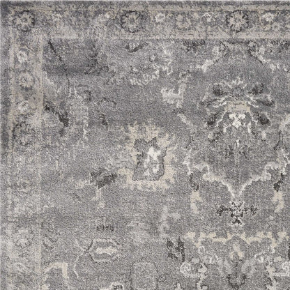 3' X 5' Gray And Light Gray Floral Medallion Area Rug
