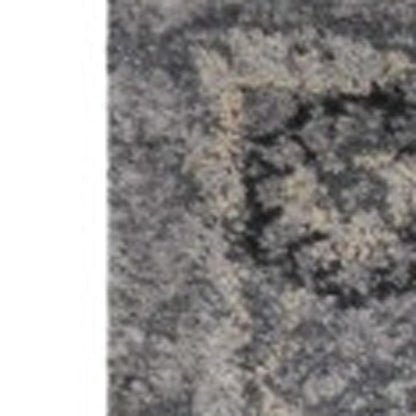 3' X 5' Gray And Light Gray Floral Medallion Area Rug