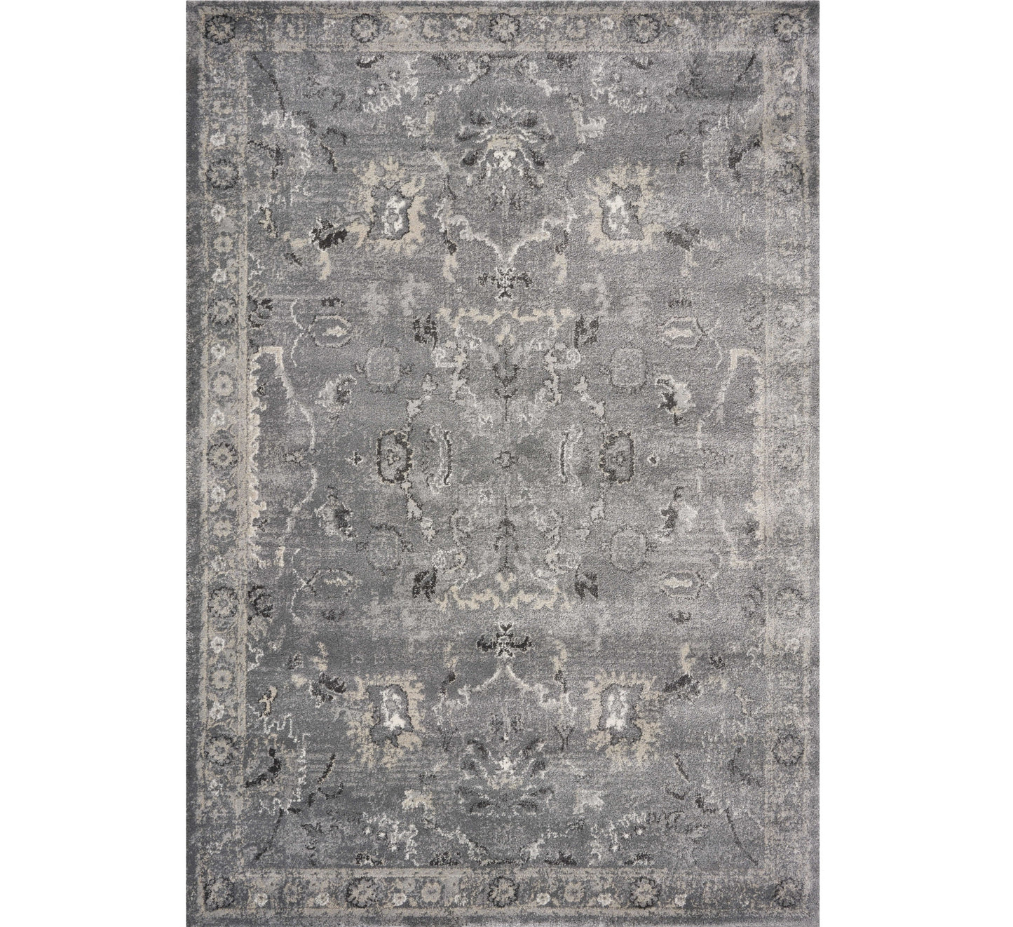 3' X 5' Gray Floral Area Rug