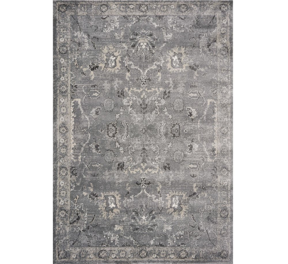 3' X 5' Gray And Light Gray Floral Medallion Area Rug