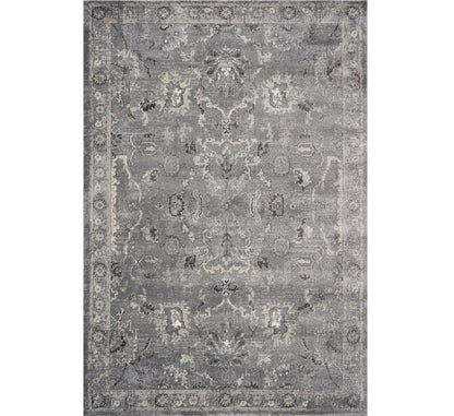 3' X 5' Gray And Light Gray Floral Medallion Area Rug