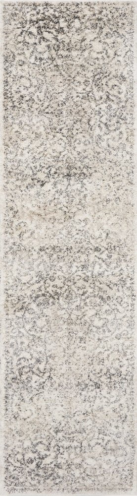 8' Ivory And Brown Floral Medallion Runner Rug