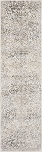 8' Ivory And Brown Floral Medallion Runner Rug