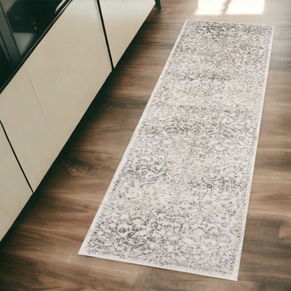 8' Runner Ivory Floral Runner Rug