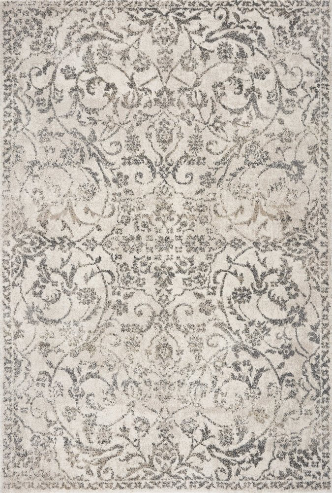3' X 5' Ivory And Brown Floral Medallion Distressed Area Rug