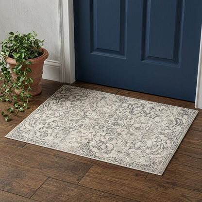 3' X 5' Ivory And Brown Floral Medallion Distressed Area Rug