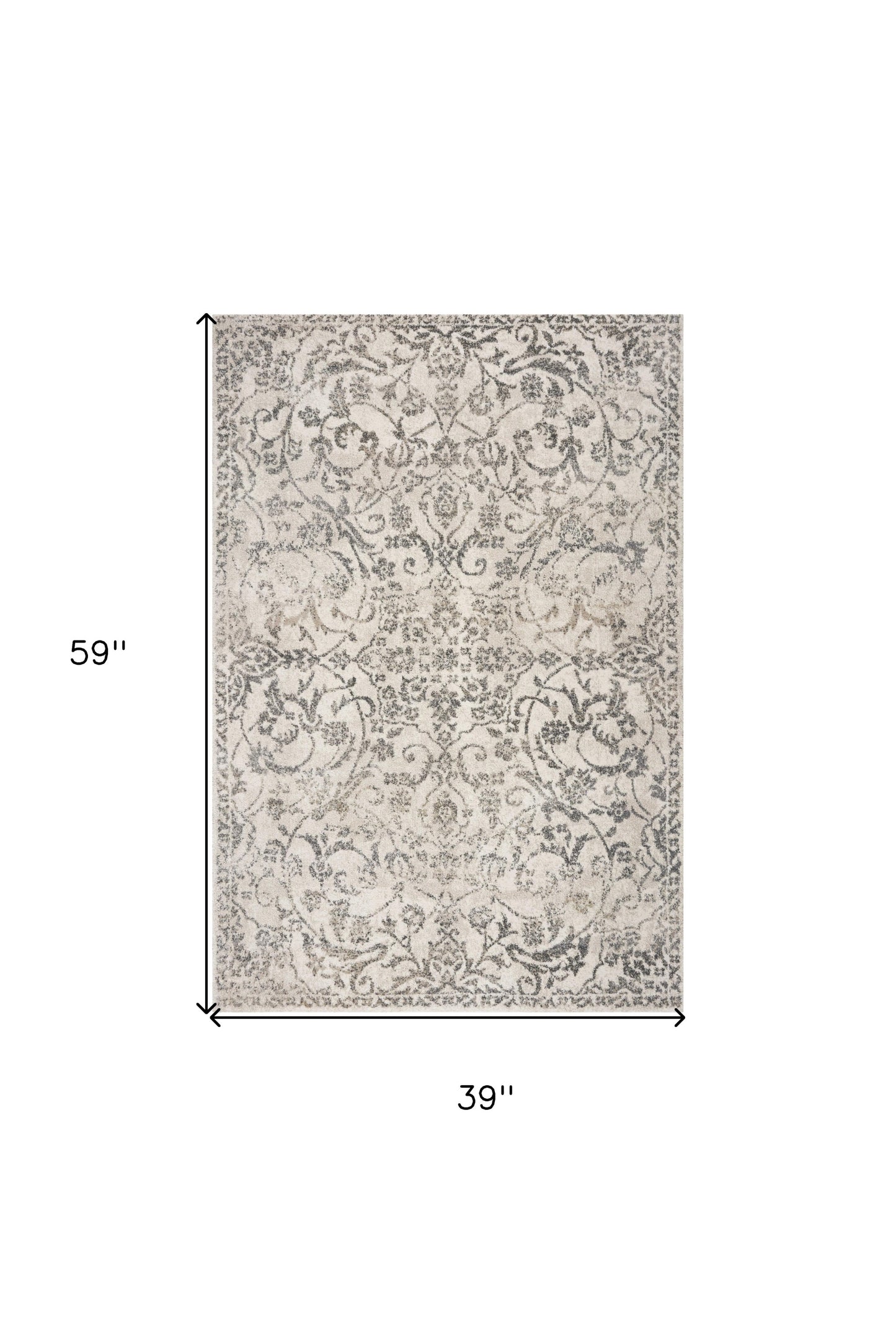 8' Runner Ivory Floral Runner Rug