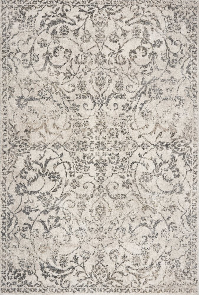 8' Ivory And Brown Floral Medallion Runner Rug